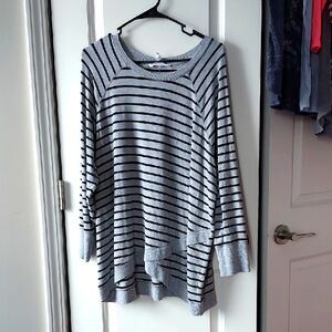 Workshop Long Sleeve Black Grey Top 1x